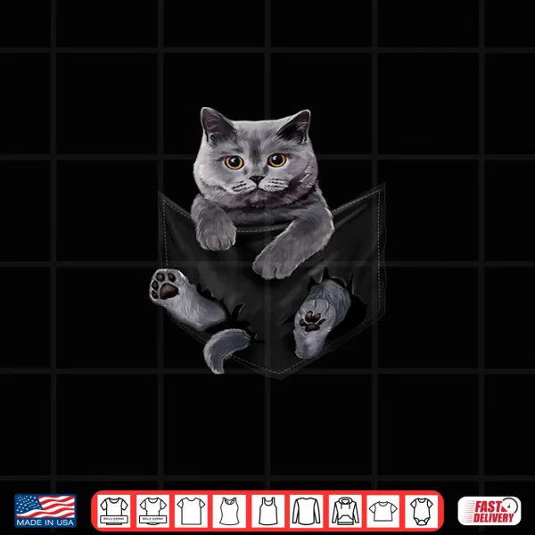 Design Cat Lovers British Shorthair In Pocket Funny Kitten Shirt