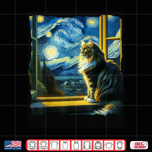 Design Cat Maine Coon Starry Night Maine Coon Shirt