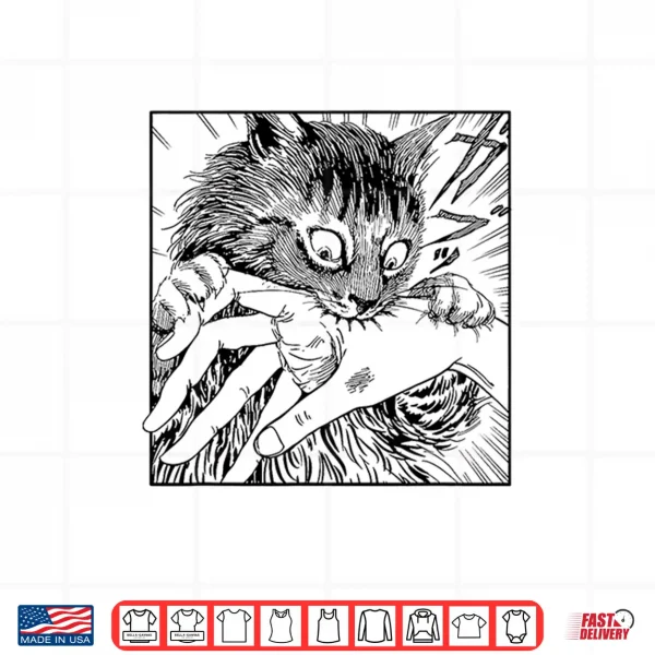 Design Cat bite anime Shirt 2