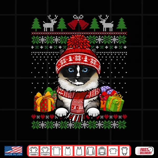 Design Cat lovers Cute Ragdoll Cat Santa hat Ugly Christmas Sweater Shirt