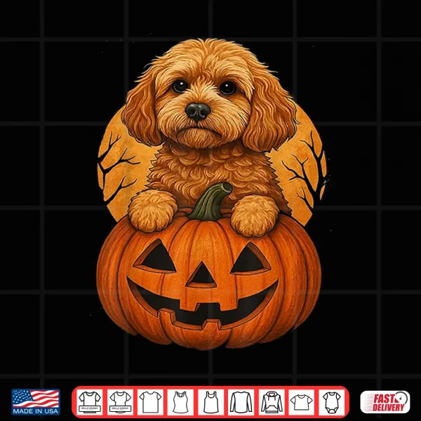Design Cavapoo Pumpkin Halloween Costume Toddler Kids Men Women Shirt