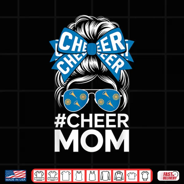 Design Cheer Mom Sports Fan Bow Sunglasses Cheerleading Support Shirt