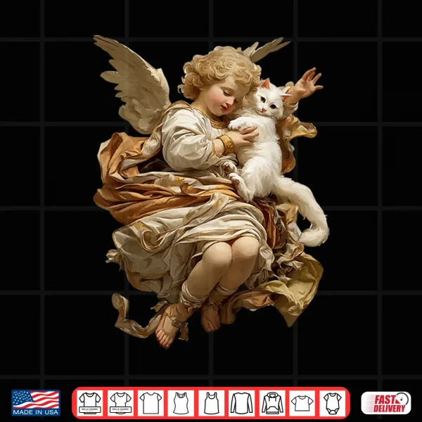 Design Cherub Angel with Persian Cat Baroque Renaissance Aesthetic Shirt