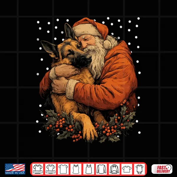 Design Christmas German Shepherd dog with Santa Claus Winter Season Shirt