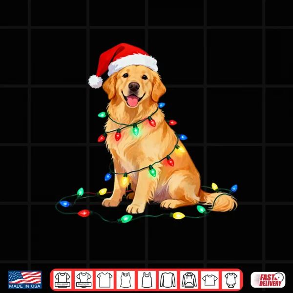 Design Christmas Golden Retriever Santa Hat Xmas Dog Mom Pet Lover Shirt