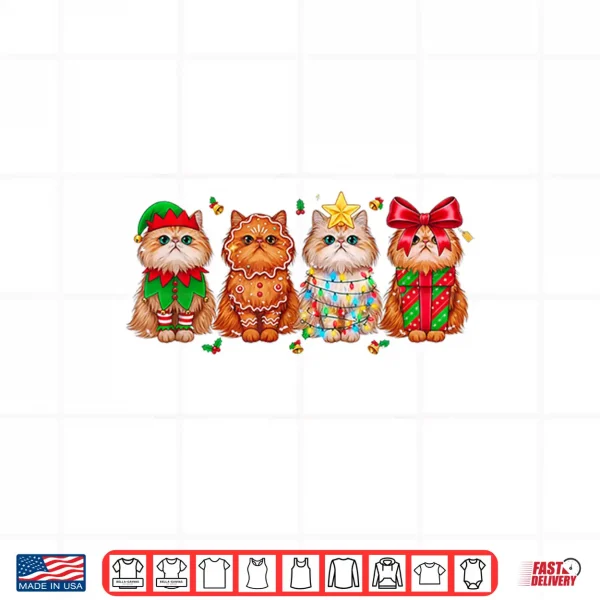 Design Christmas Persian Cat Holiday Lights Gingerbread Costume Shirt