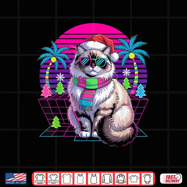 Design Christmas Synthwave Ragdoll Cat Sunglasses Ragdolls Shirt