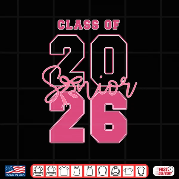 Design Class of 2026 Senior 2026 Graduation Coquette Pink Bow Girls Shirt