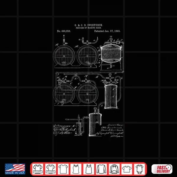 Design Classic Vintage Patent Print 1893 Craft Beer Brewing Shirt