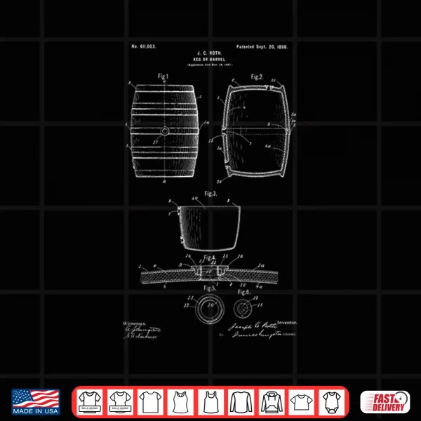 Design Classic Vintage Patent Print 1898 Craft Beer Barrel Shirt