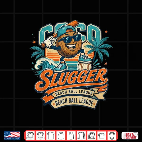 Design Coco Slugger Baseball Retro Coconut Sports Beach Ball Summer Shirt