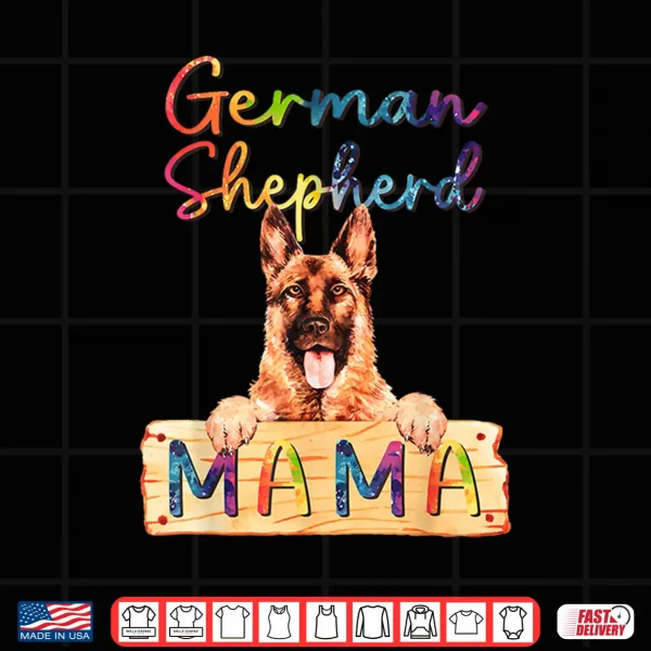 Design Colorful German Shepherd Mama Funny Dog Mom Shirt