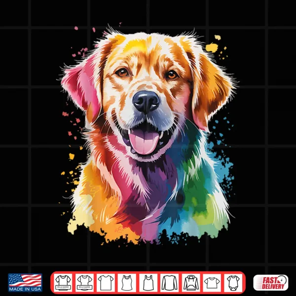 Design Colorful Golden Retriever Artwork Professional Graphic Shirt