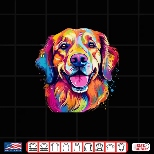 Design Colorful Golden Retriever with big eyes Portrait Pop Art Shirt