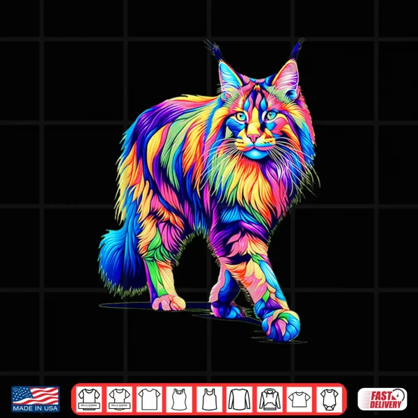 Design Colorful Pop Art Maine Coon Cat Maine Coons Shirt