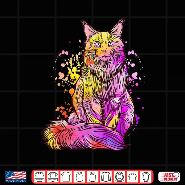 Design Colorful Splash Maine Coon Cat Gift Shirt
