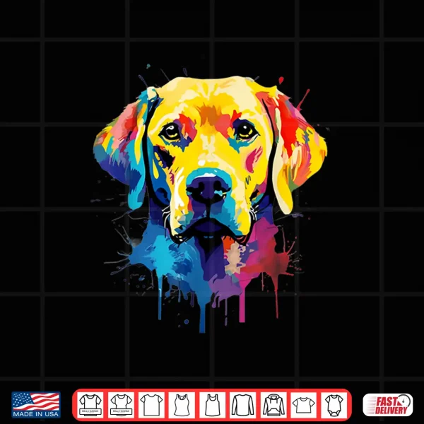 Design Colourful Labrador Yellow Golden Lab Retriever Splash Paint Shirt
