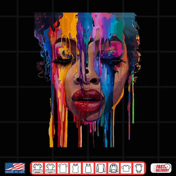 Design Cool African Woman Afro Color Painted Face Juneteenth Vibes Shirt