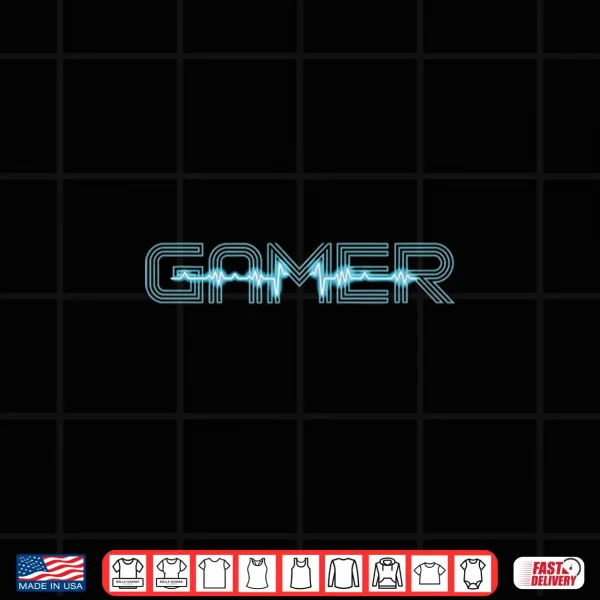 Design Cool GAMER Heartbeat Video Games Gamer Shirt