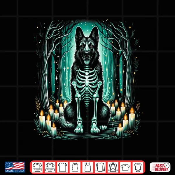 Design Cool German Shepherd Skeleton Halloween Dog Mom Dad Shirt