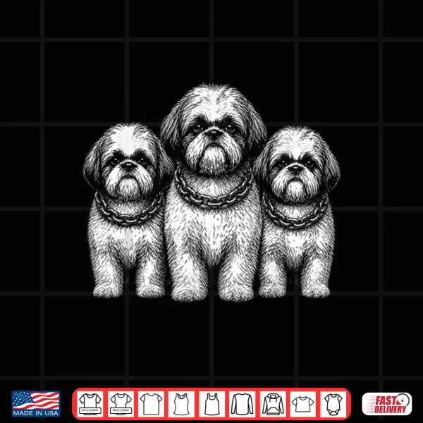 Design Cool Three Shih Tzu Dog Illustration Shirt
