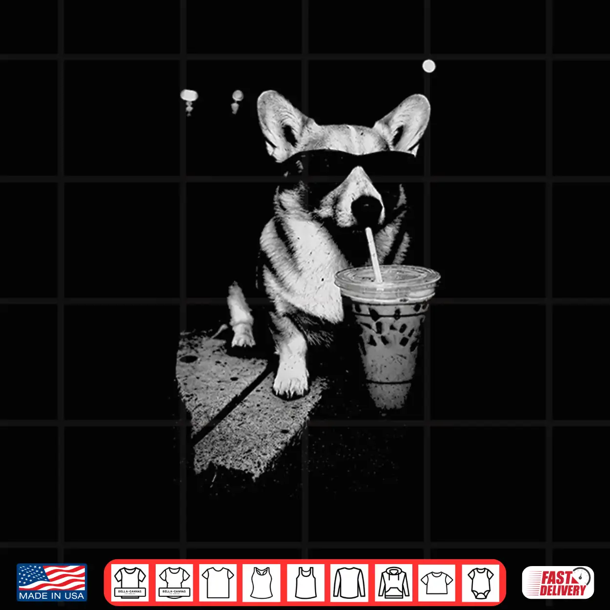 Corgi Drinking Iced Coffee Funny Corgi Dog Coffee Vintage Shirt