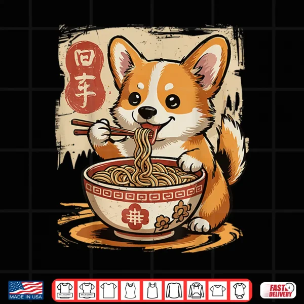 Design Corgi Eating Ramen Shirt