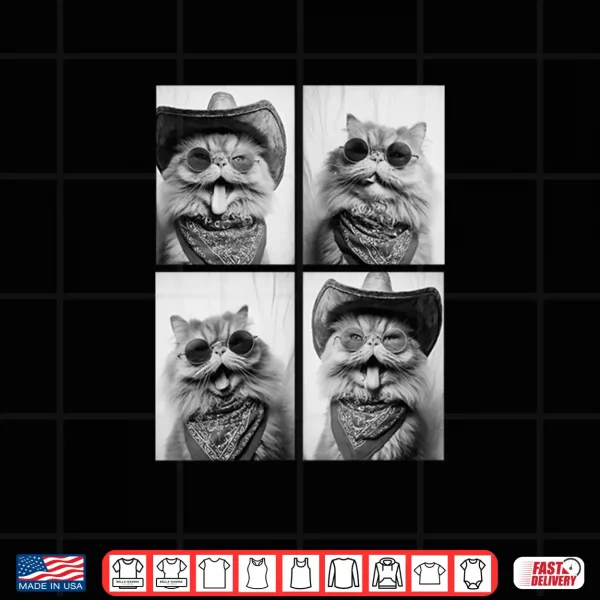 Design Cowboy Persian Cat Sunglasses Animal Photo Booth Pet Western Shirt