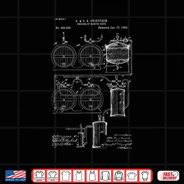Design Craft Beer Brewing Shirt Classic Vintage Patent Print 1893
