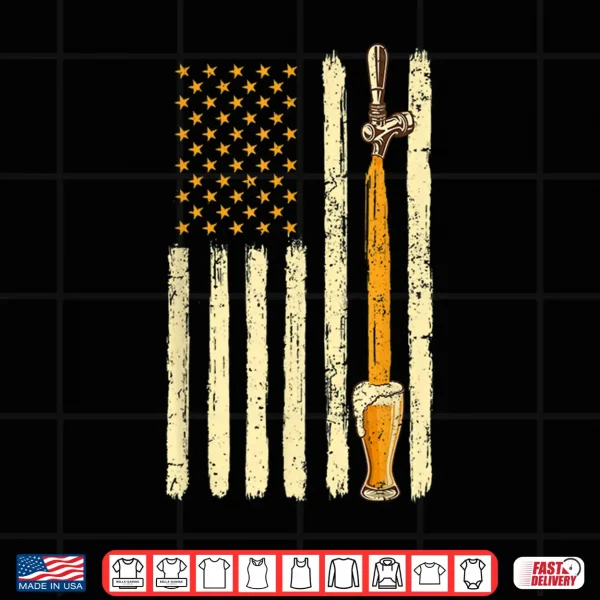 Design Craft Beer Tap Distressed American Flag Patriotic Alcohol Shirt