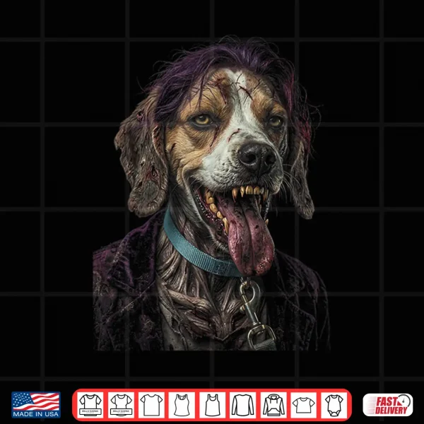 Design Creepy Zombie Villain Dog Funny Halloween Design Shirt