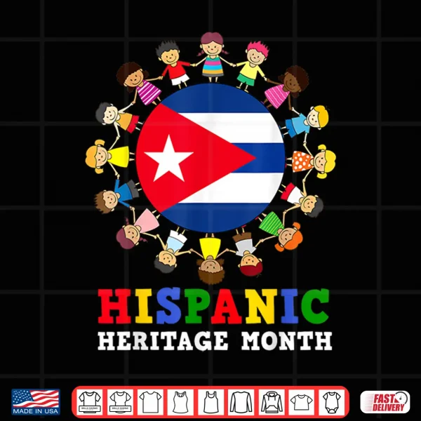 Design Cuban Flag Hispanic Heritage Cuba Boy Girl Kids Shirt