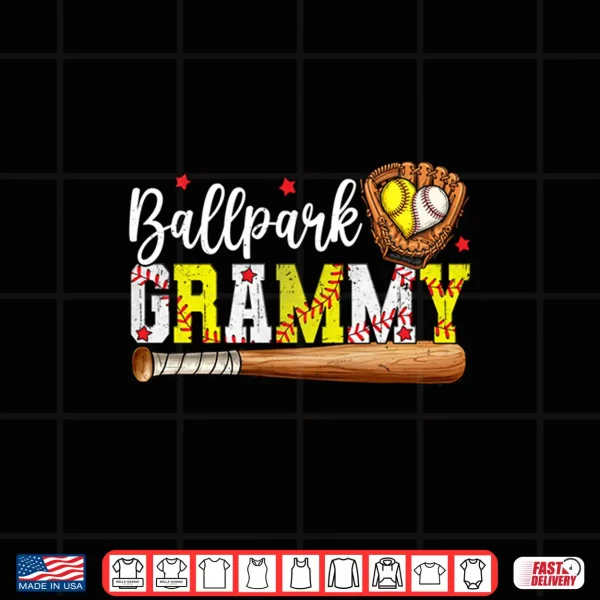 Design Cute Ballpark Grammy Softball Grammy Baseball Grammy Grandma Shirt