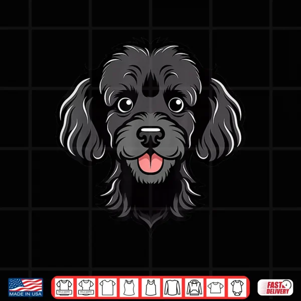Design Cute Black Poodle Face Cartoon Puppy Dog Lover Shirt