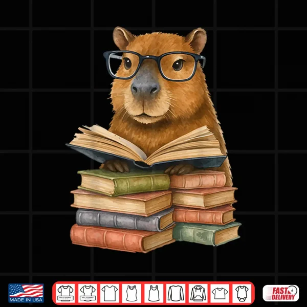 Design Cute Capybara Reading Books Funny Animal Capybara Bookworms Shirt