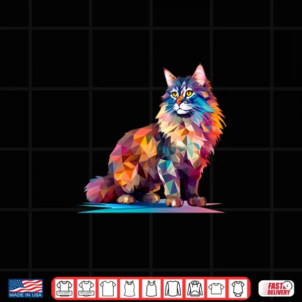 Design Cute Colorful Geometric Maine Coon Cat Shirt