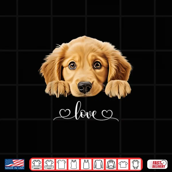 Design Cute Dog Graphic Love Golden Retriever Puppy Dog Shirt