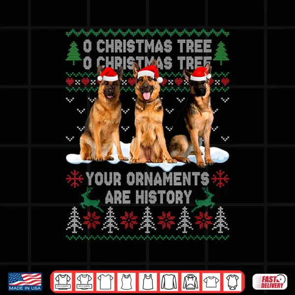 Design Cute German Shepherd Dog Oh Christmas Tree Ugly Xmas Shirt