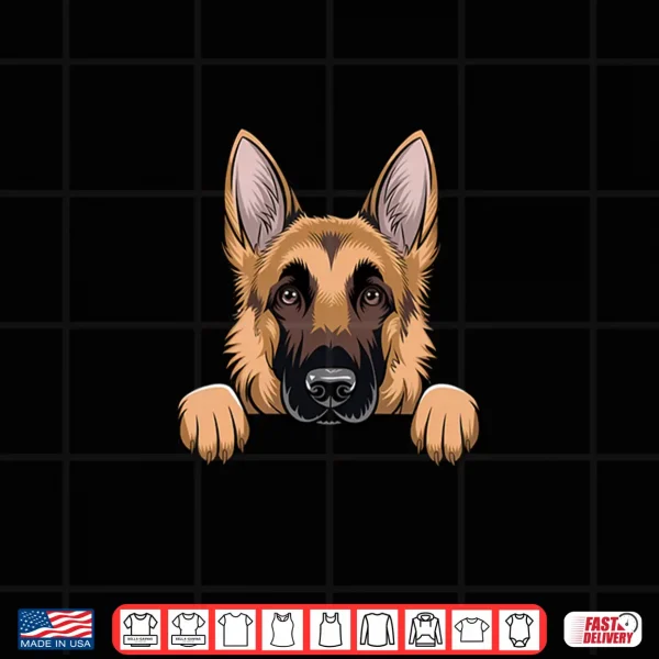 Design Cute German Shepherd Dog Peeking Puppy Funny GSD Lover Shirt
