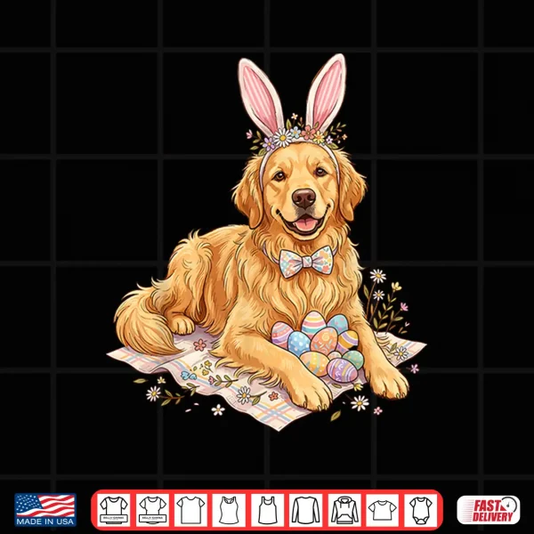 Design Cute Golden Retriever Dog Funny Easter Shirt