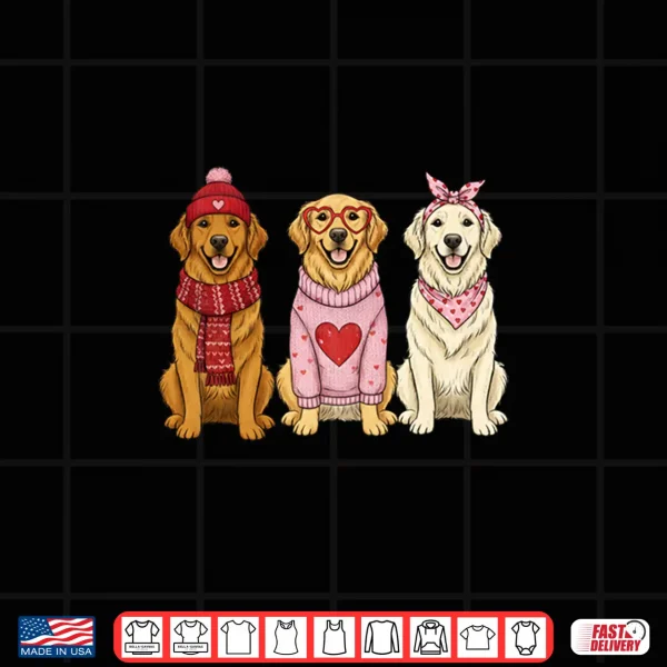 Design Cute Golden Retriever Valentine Dog Shirt