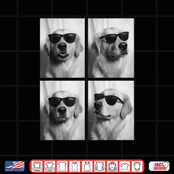 Design Cute Golden Retriever with Sunglasses Funny Dog Lover Shirt