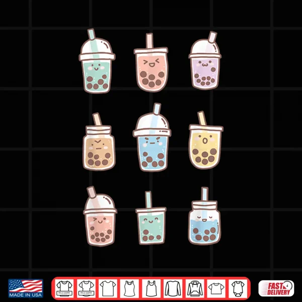 Design Cute Kawaii Boba Anime Bubble Tea Pastel Shirt