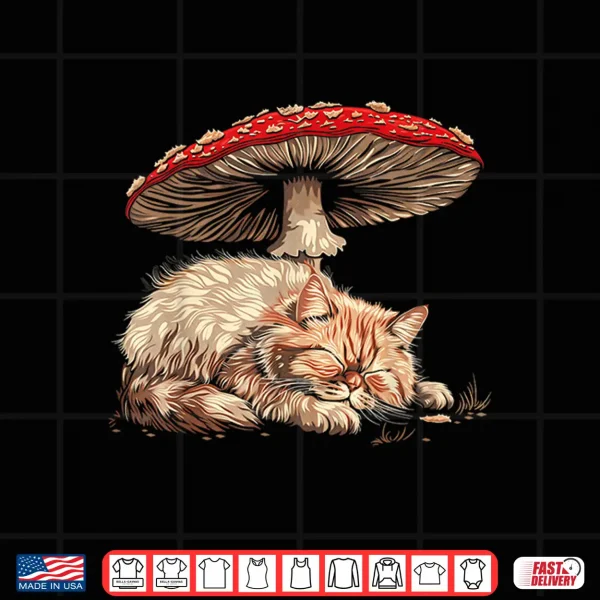 Design Cute Persian Cat Cottagecore Aesthetic Under The Mushroom Shirt