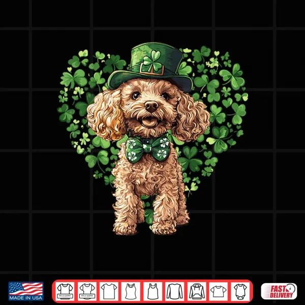 Design Cute Poodle Shamrock Heart St. Patricks Day Dog Lover Shirt
