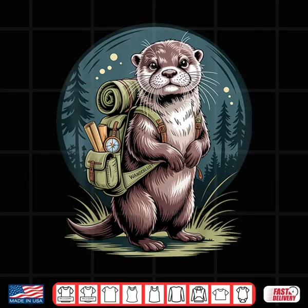 Design Cute River Otter Hiking Backpacking Wilderness Backpack Shirt