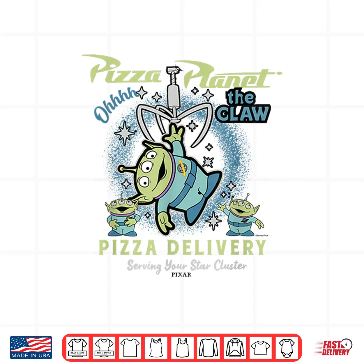 Disney Pixar Toy Story Pizza Planet The Claw Alien Shirt Disney Pixar Toy Story Pizza Planet The Claw Alien Shirt