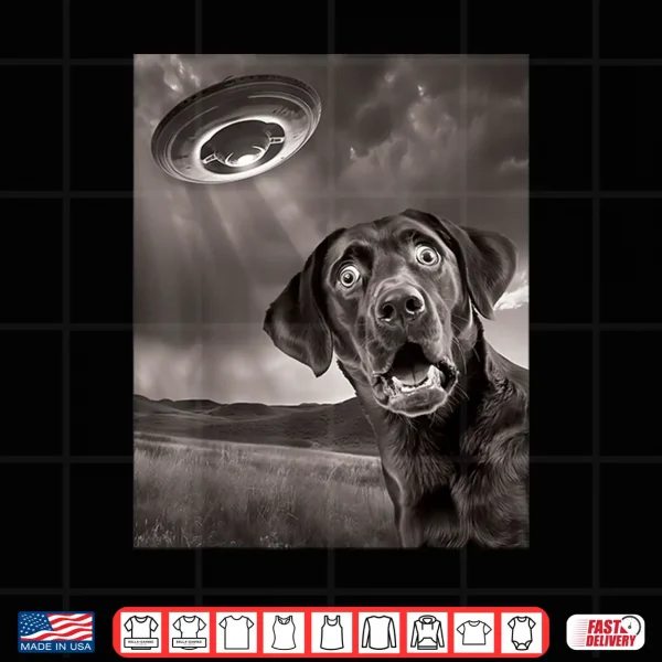 Design Dog Black Lab Labrador Retriever UFO Selfie Shirt