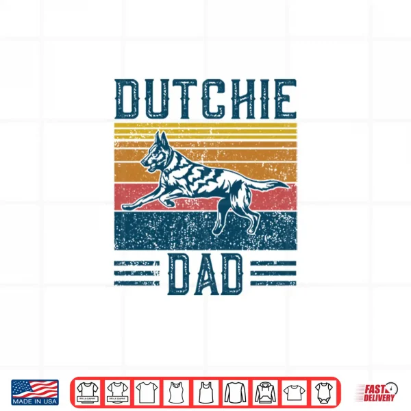 Design Dog Cool Dutchie Dad German Vintage Dutch Shepherd Dad Shirt