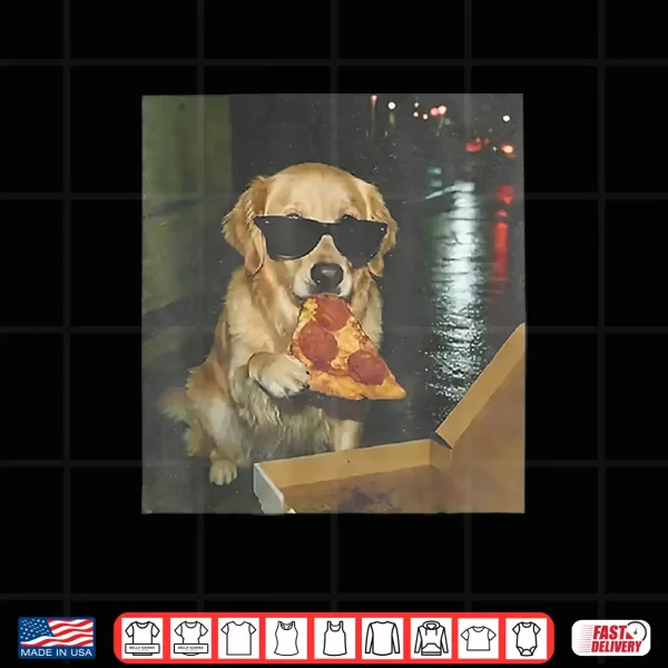 Design Dog Eating Pizza Golden Retriever Meme Shirt